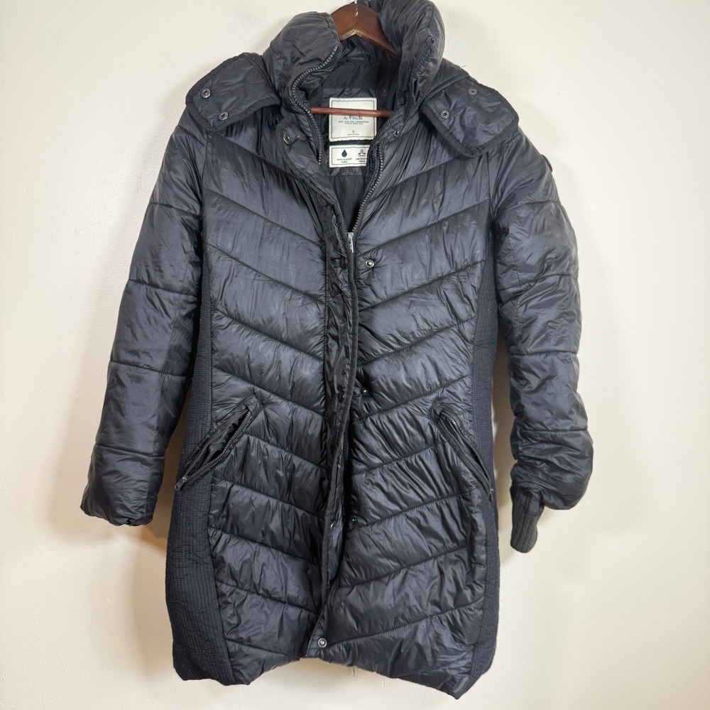 Abercrombie & Fitch Chevron Water Resistant Puffer Parka Size Small Black